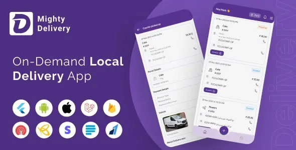 MightyDelivery - On Demand Local Delivery System Flutter App | Courier Company | Courier App - v19.0