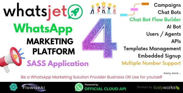 WhatsJet SaaS - A WhatsApp Marketing Platform with Bulk Sending, Campaigns, Chat Bots & CRM - v4.2.1